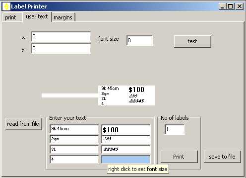 print labels with own text window